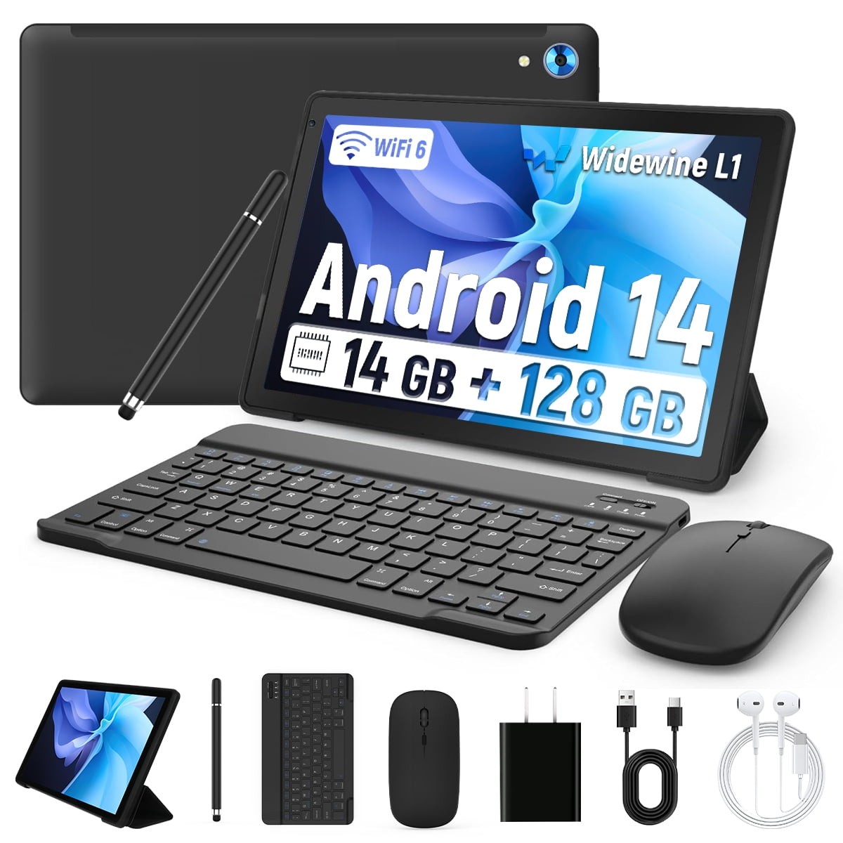 AEEZO C108 Android 14 Tablet 10 Inch, 14GB RAM, 128GB Storage, WiFi 6, Dual