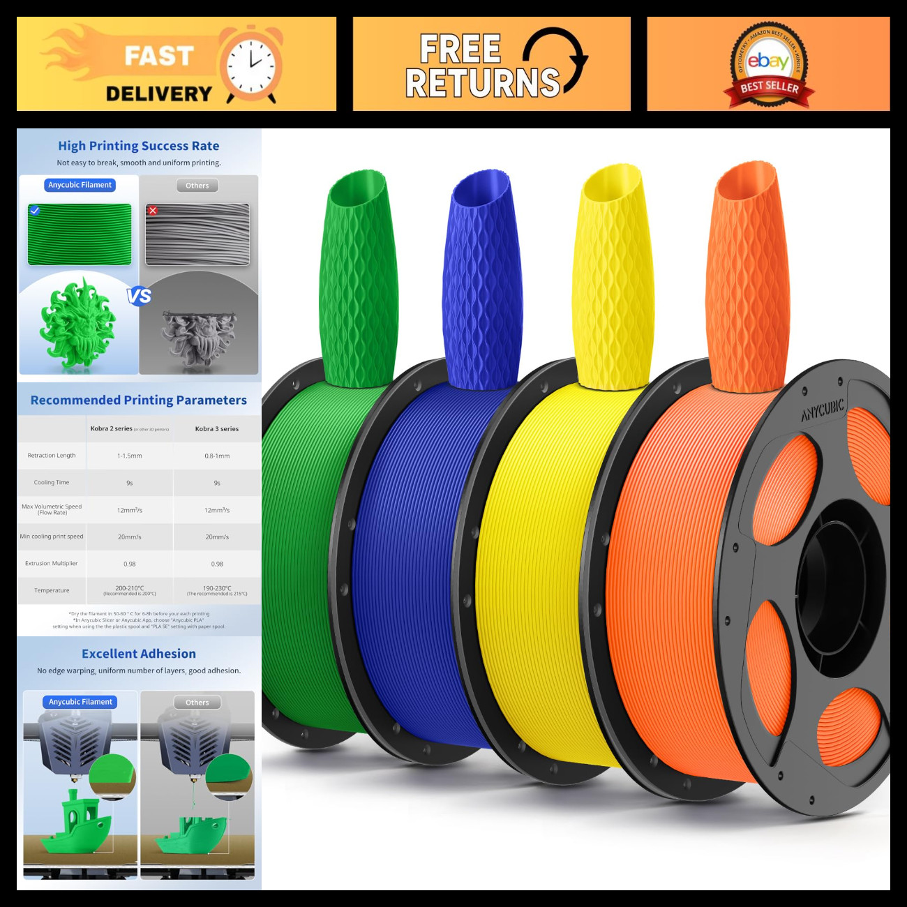 Multicolor PLA 3D Printer Filament Bundle - 4KG High-Quality Printing Material