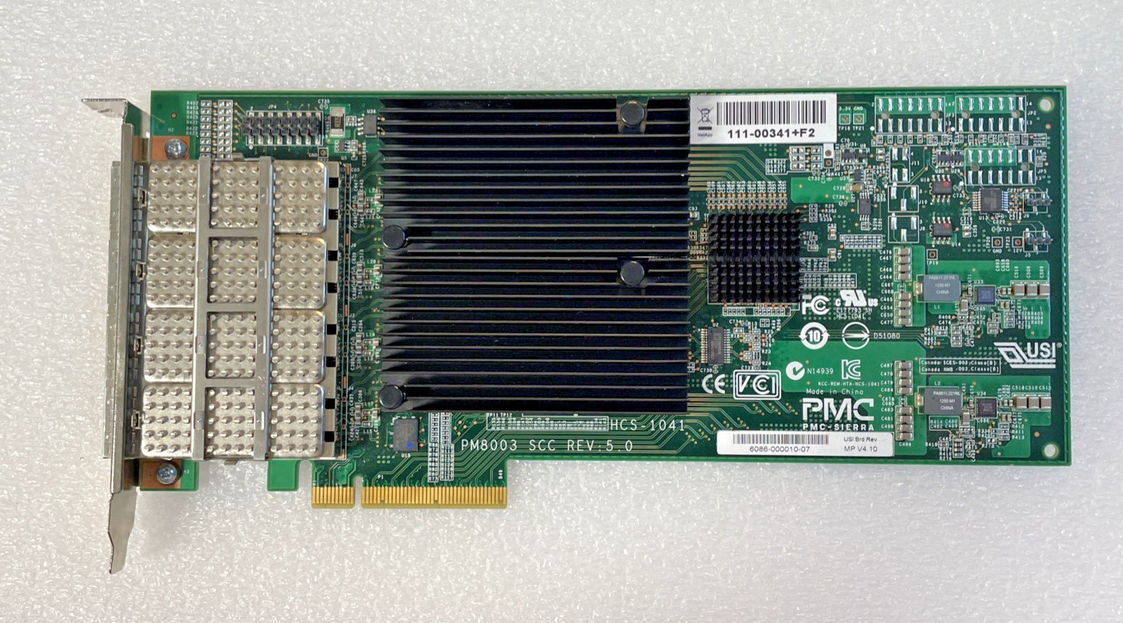 NetApp 111-00341+F2 6086-000010-07 MP V4. 10 PM8003 SCC REV: 5.0 Controller Card