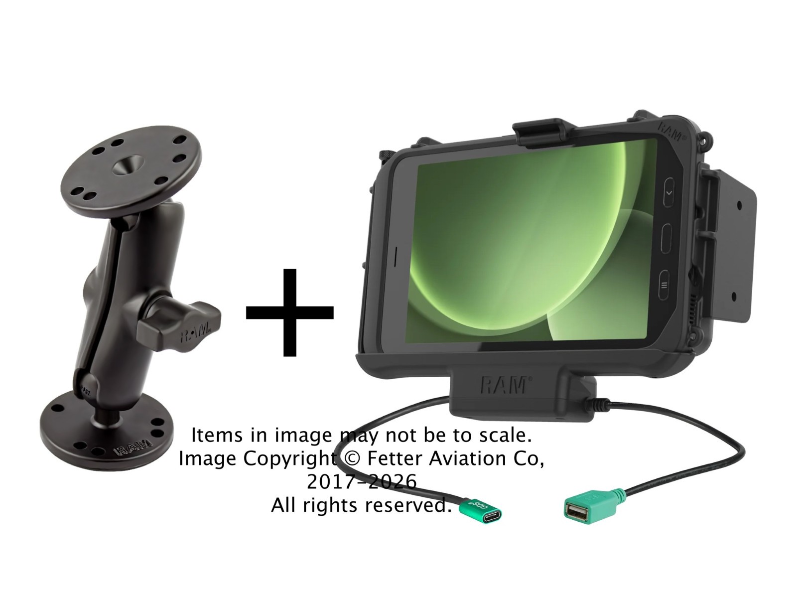 RAM Drill-Down Mount: Samsung Tab Active 5, Active3, Tab Active2 w/ Power, Data