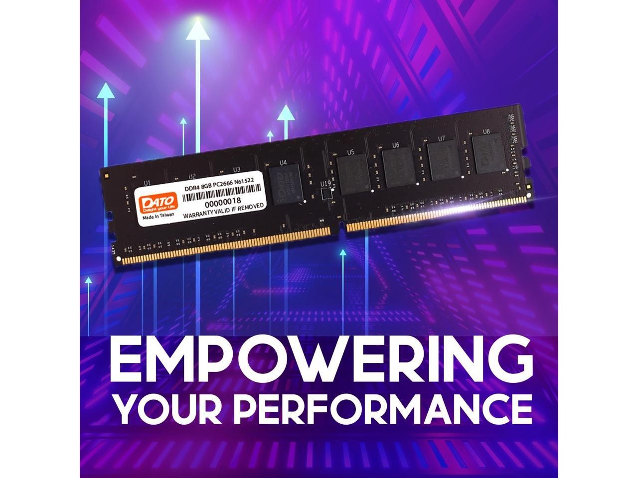 DATO 8GB DDR4 3200MHz UDIMM Desktop Memory RAM, PC4-25600, CL22, 1.2V, 288-Pin,
