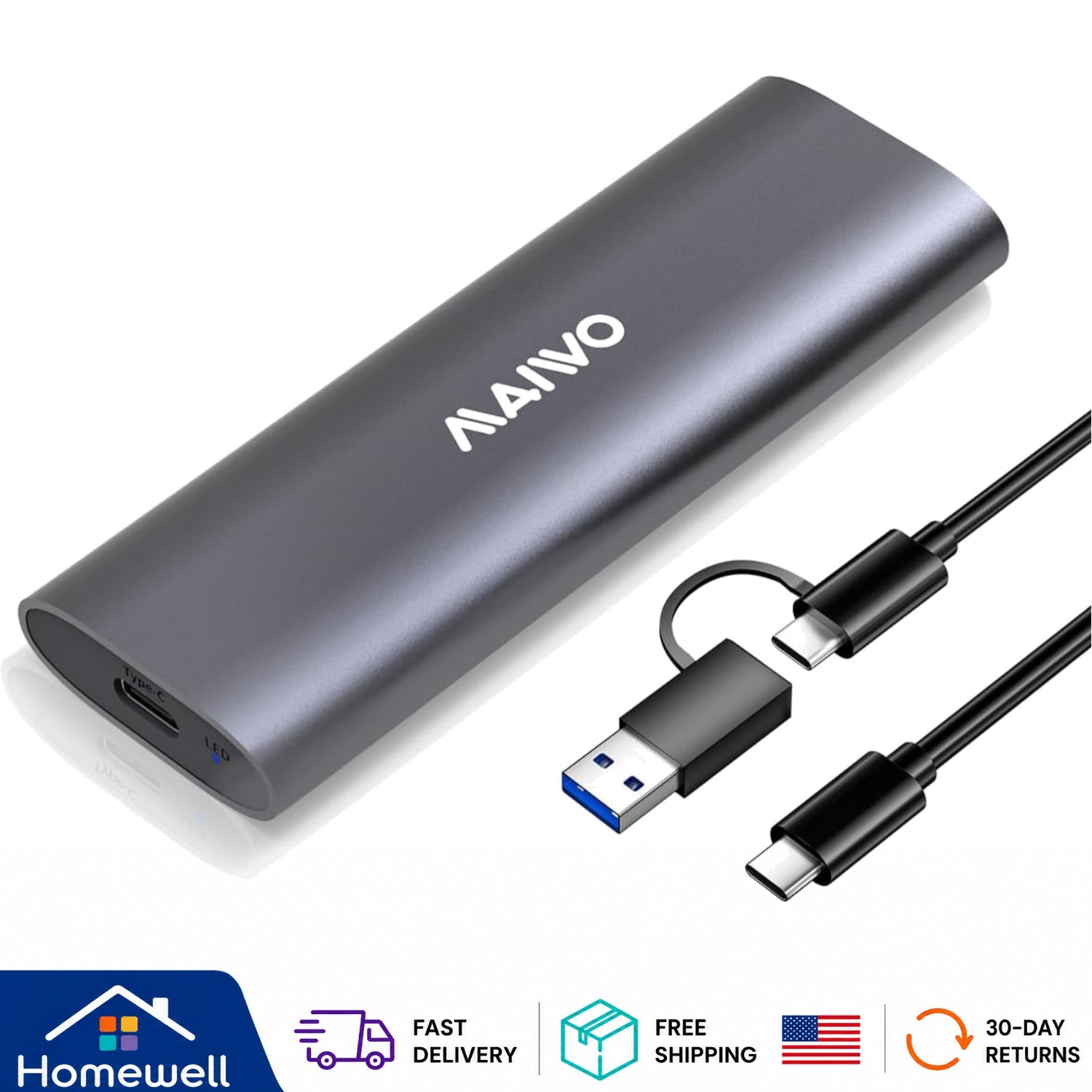 Durable M.2 NVMe SSD Enclosure with Tool-Free Setup - 10Gbps Performance