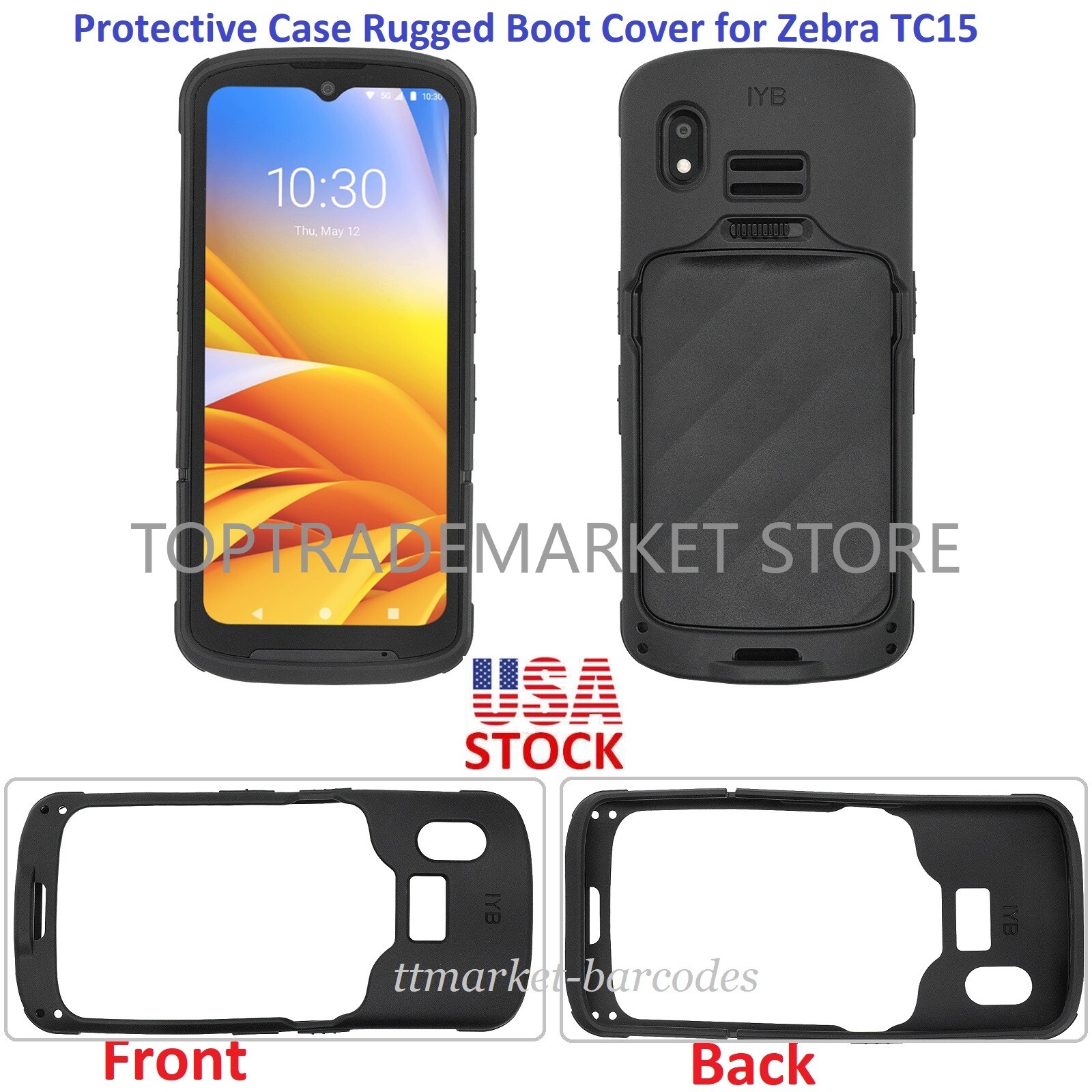 US NEW Protective Case Rugged Boot Cover for Zebra TC15 Scanner STOCK Shipping