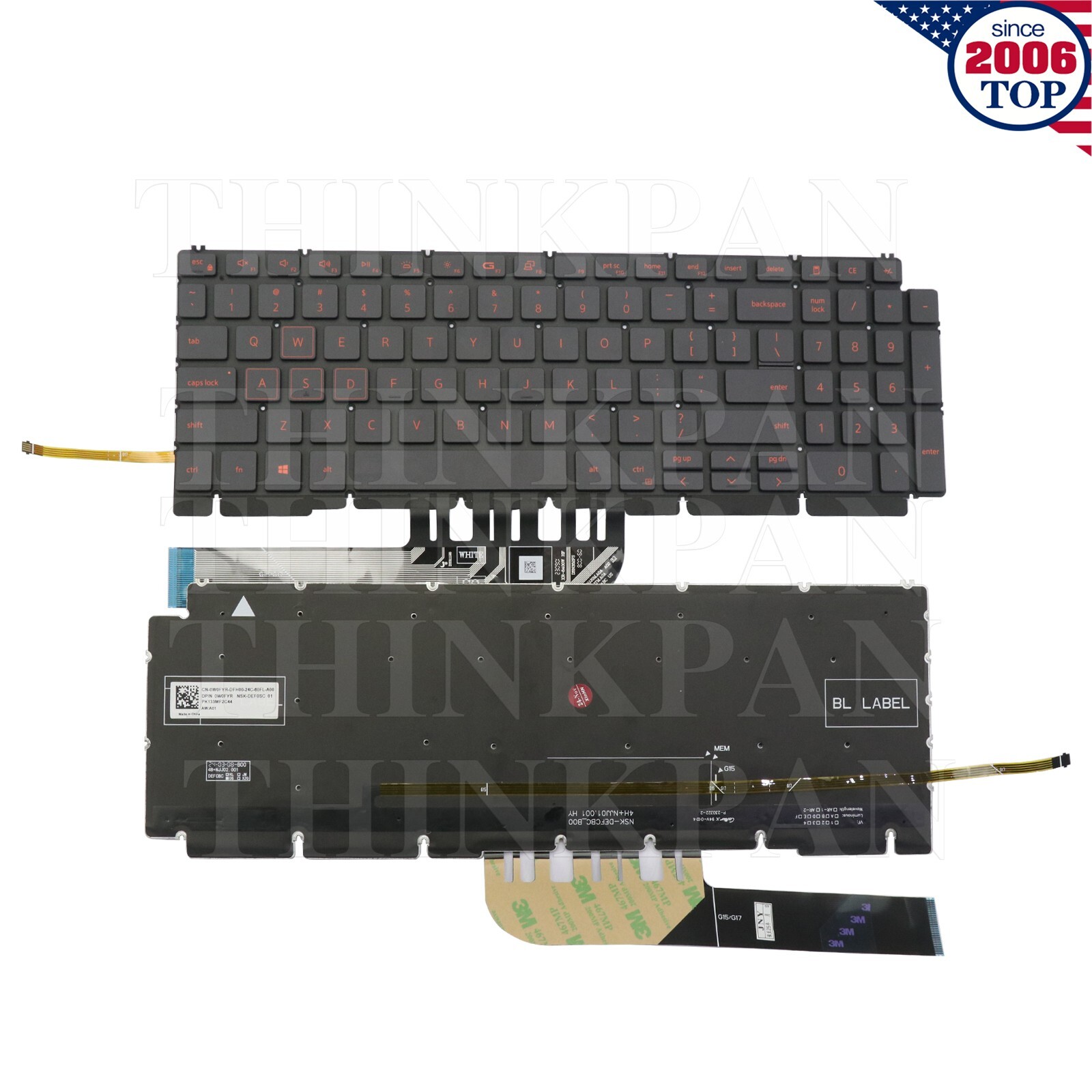 New US Backlit Keyboard for Dell G15 5510 5511 5515 5520 5525 5530 0H4XRJ H4XRJ
