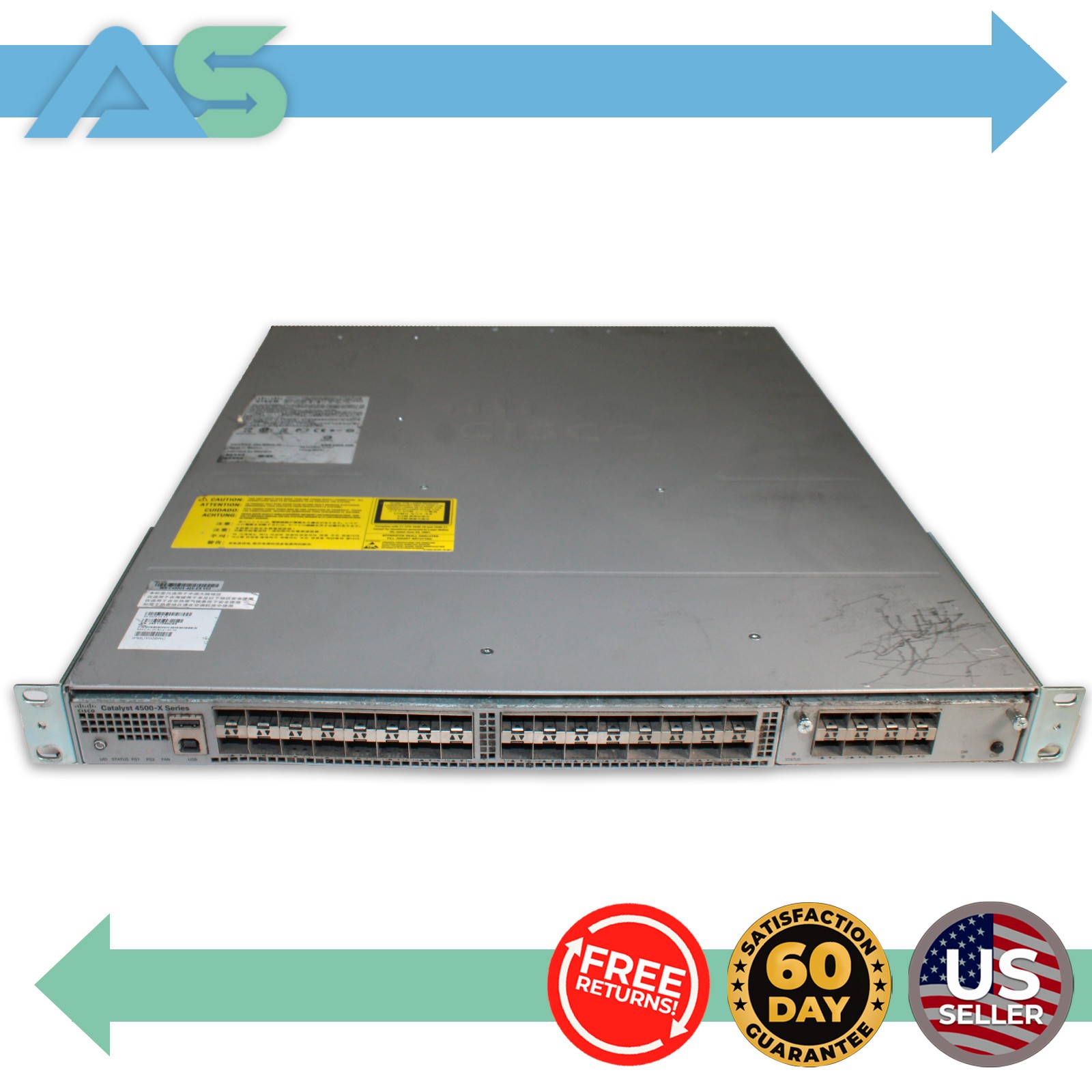 Cisco WS-C4500X-40X-ES 40-Port SFP+ 10 Network Switch w/ C4KX-NM-8SFP+ & X2 PSU