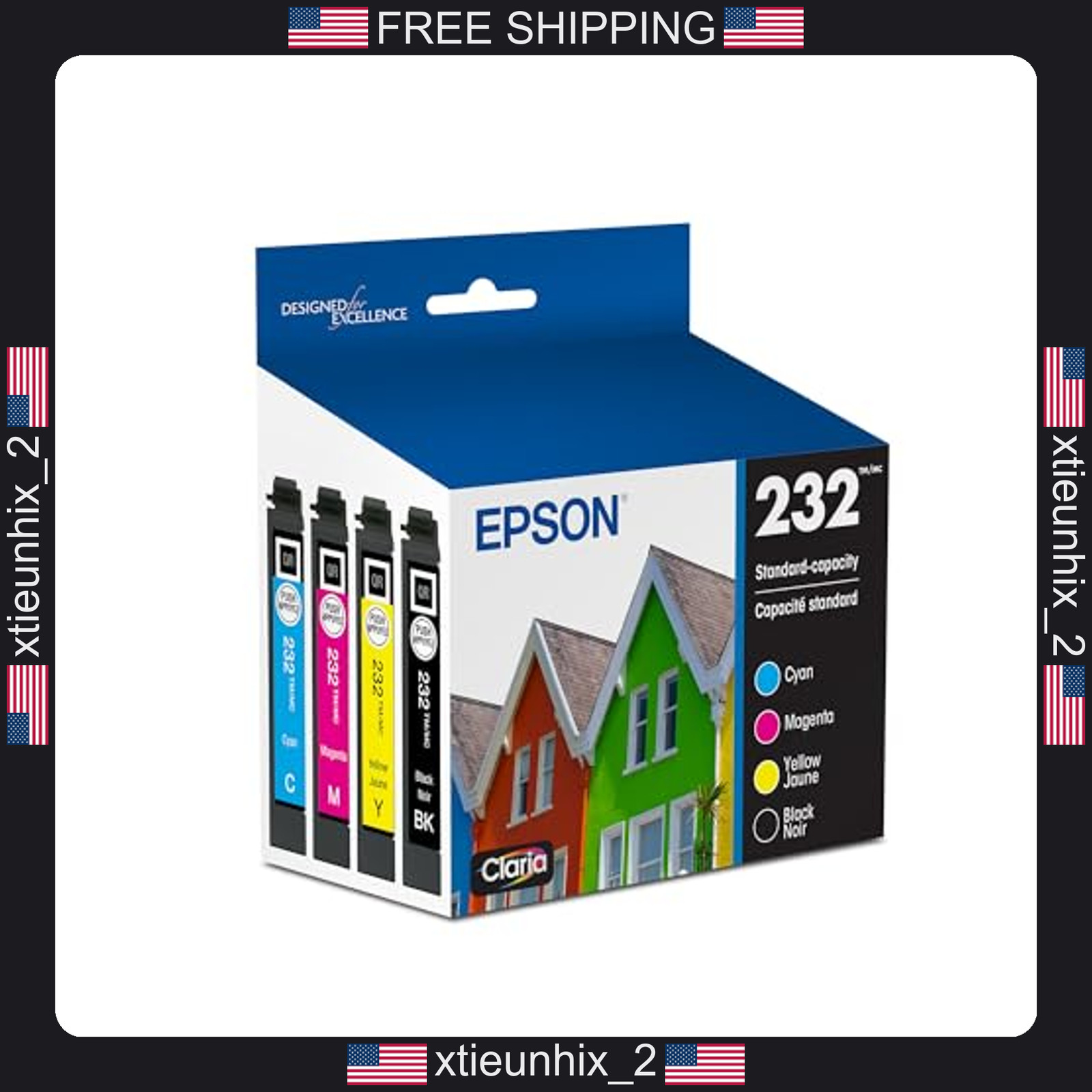 Epson Claria Ink Cartridge Set for Workforce & Expression Printers, 4-Pack