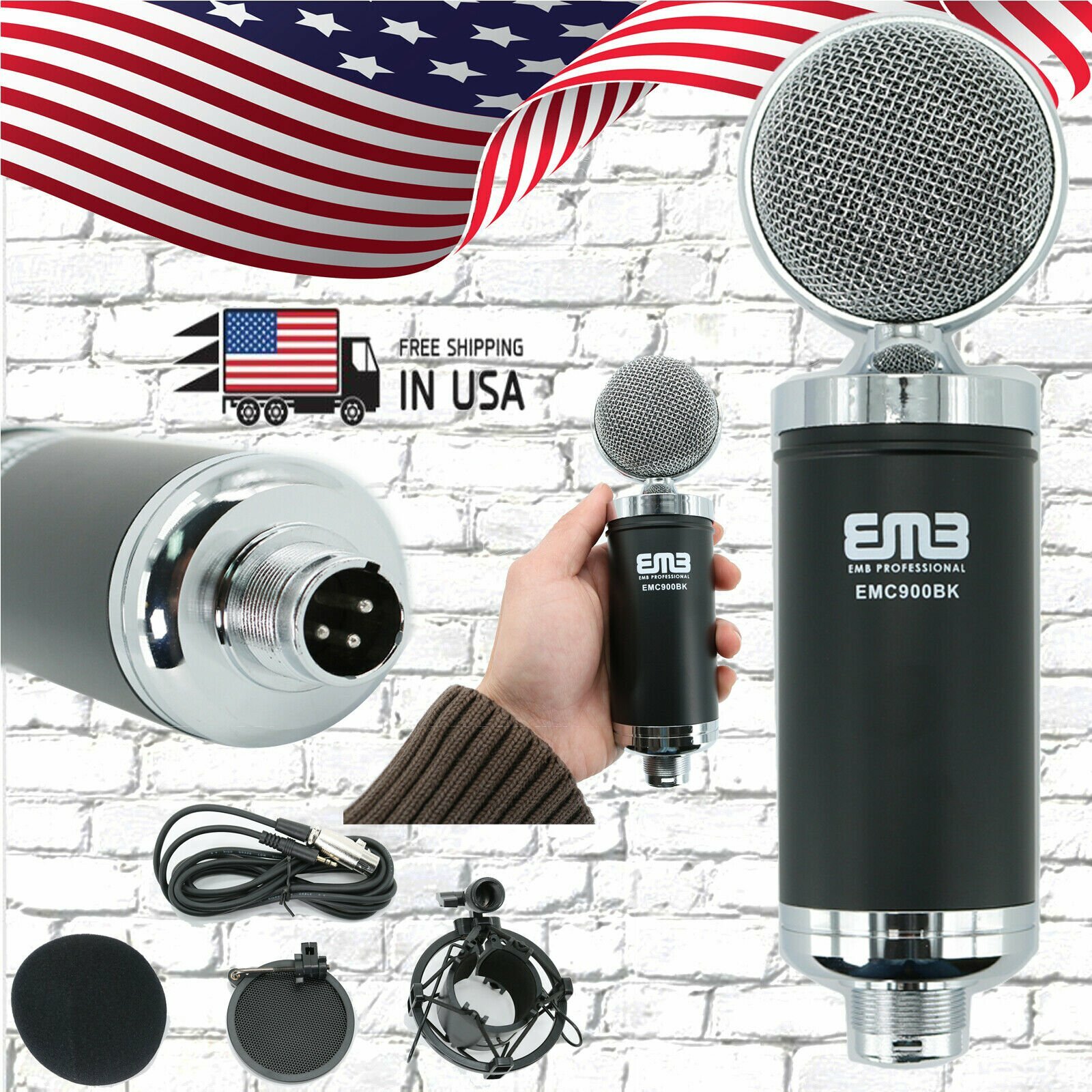 EMC900 Multi-Pattern Large Diaphragm Condenser Project Studio Microphone Black