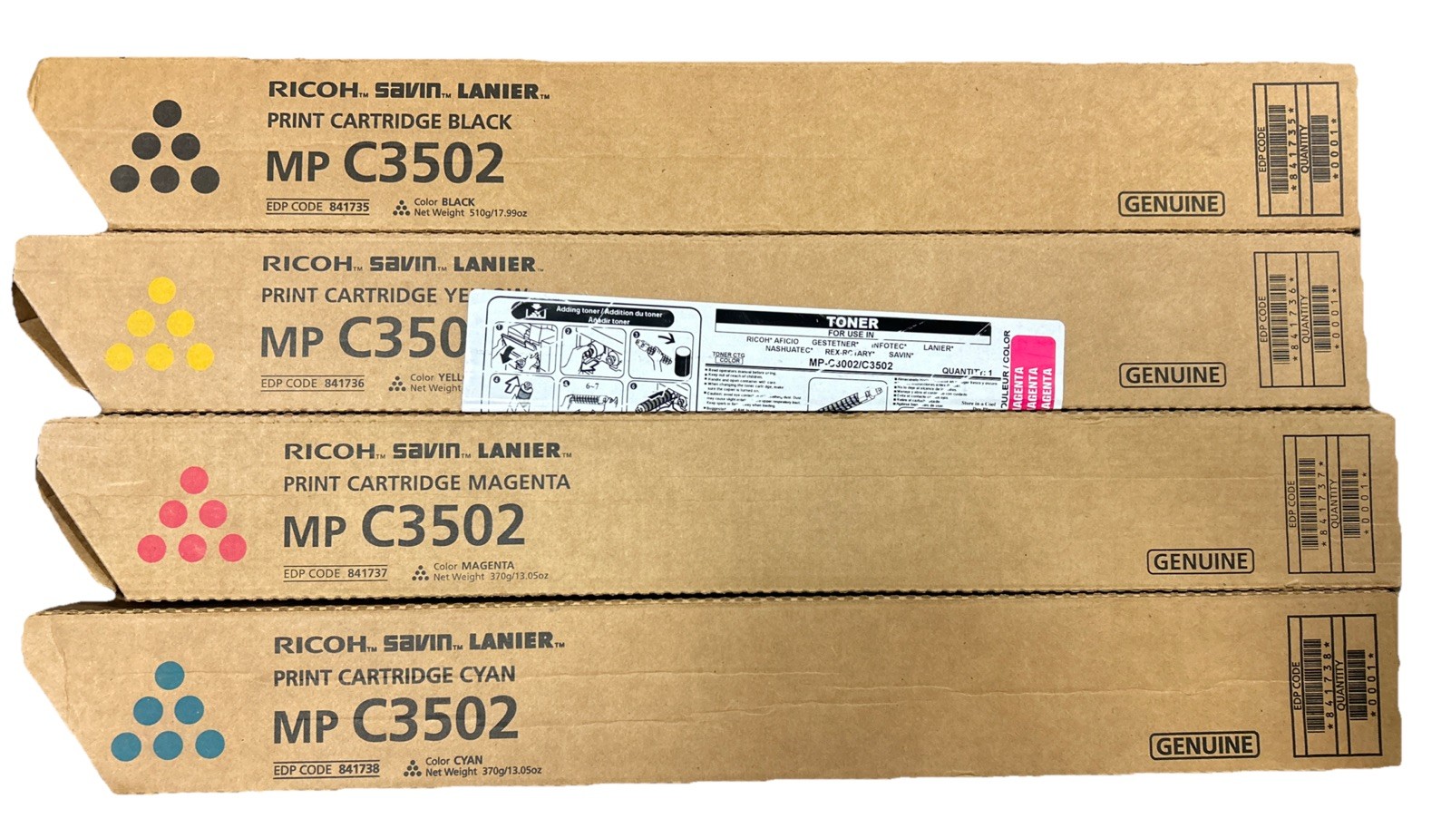 Genuine Ricoh MP C3502 Toner Set CMYK 841735 841736 841737 841738