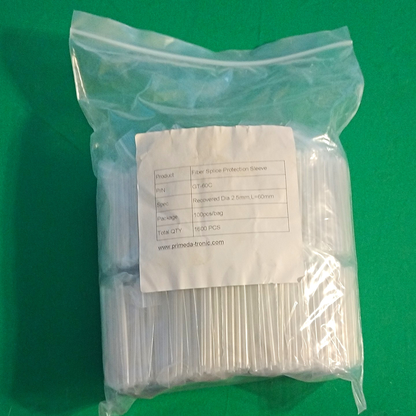 PrimeDa-TeleCom GT-60C Fiber Splice Protection Sleeves 60mm Clear