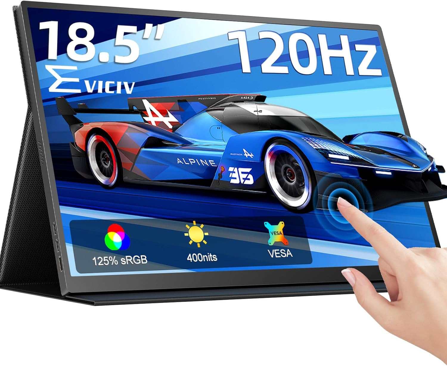 EVICIV 18.5” Portable Monitor Touchscreen | 120Hz 1ms Gaming Monitor | 400Nits |