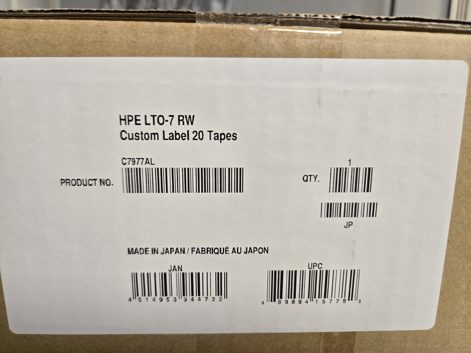 HP / HPE LTO7 Tape C7977A (20 PACK) Ultrium Backup Tapes NEW