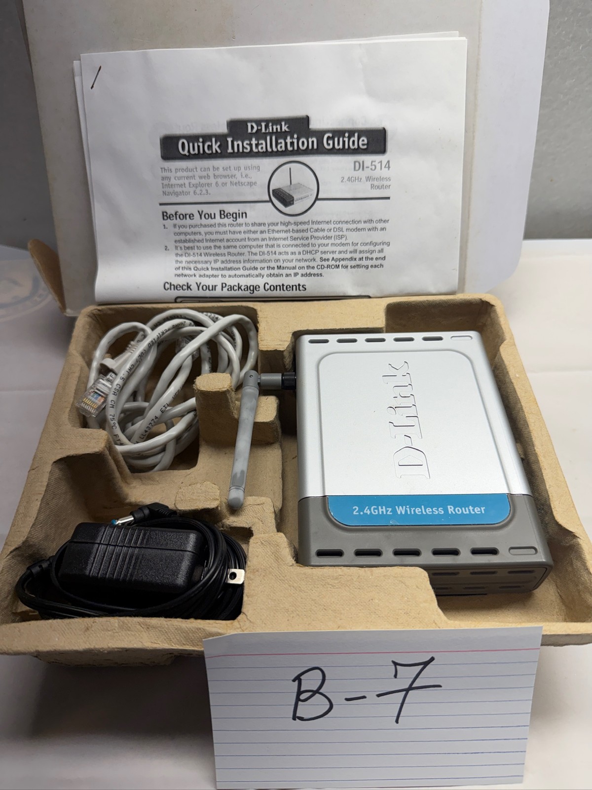 D-Link DI-514 2.4GHz Wireless Router Vintage Networking B-7