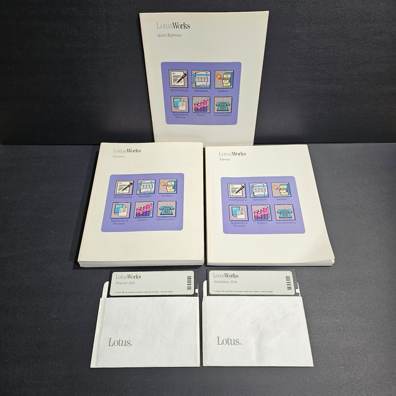 LOTUS WORKS Software 5.25" Floppy Install & Program + Reference/Tutorial Guides