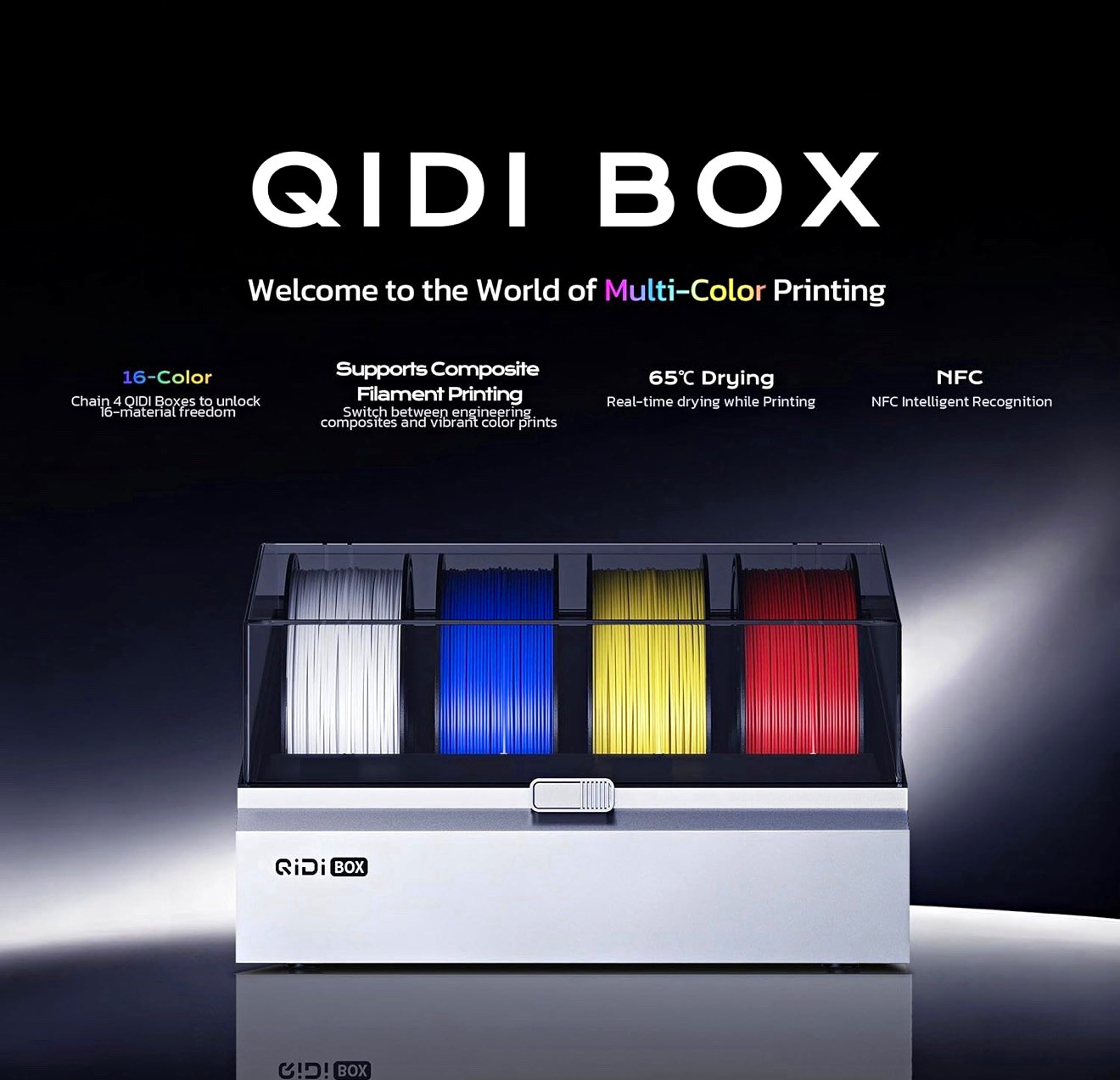 QIDI QIDI BOX Q2 Filament Dry Box Multi-Color 65°C NFC Gray 1.75mm