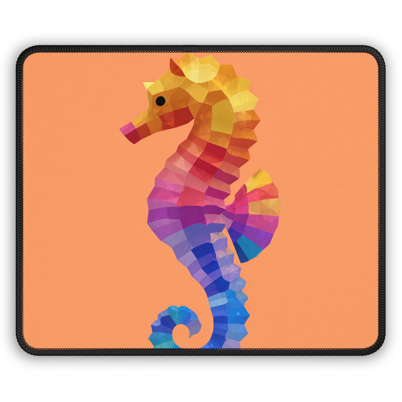 Rainbow Geometric Seahorse Gaming Mouse Pad | Colorful Sea Life