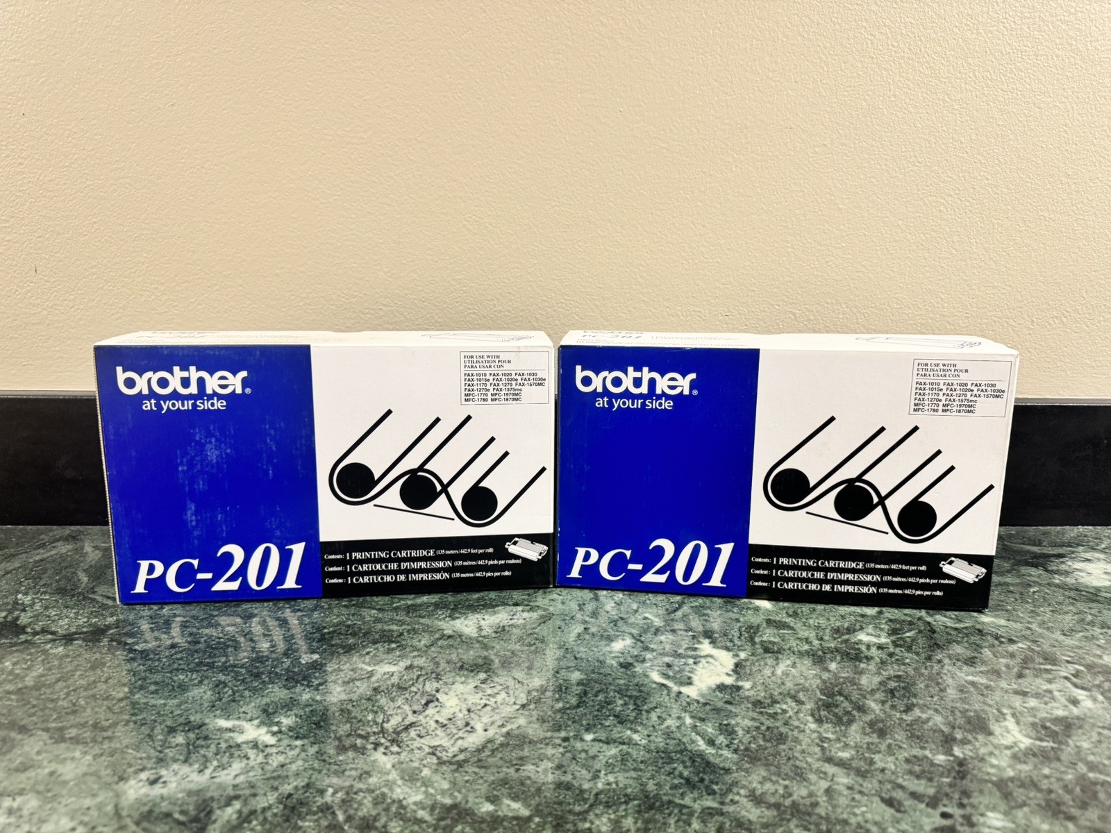 2 Pack Of Sealed OEM Brother PC-201 Print Cartridge Black Fax - New