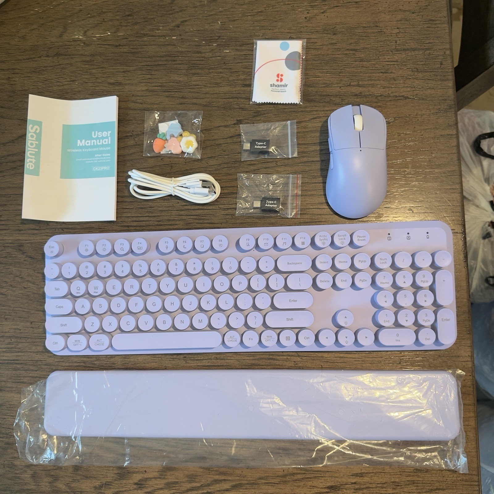 Sablute CK23 PRO Wireless Backlit Keyboard Mouse Combo w/ Wrist Rest Purple