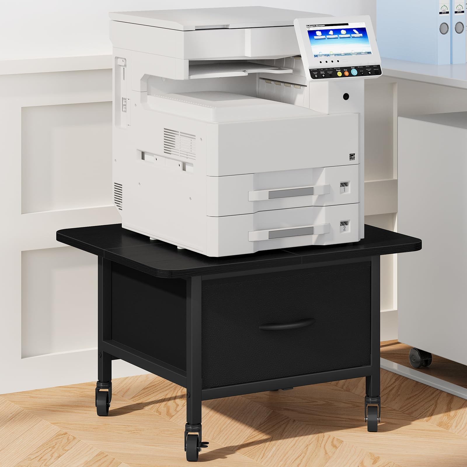 Rolling Printer Stand, 23.6" Extra Large Printer Table with Drawer