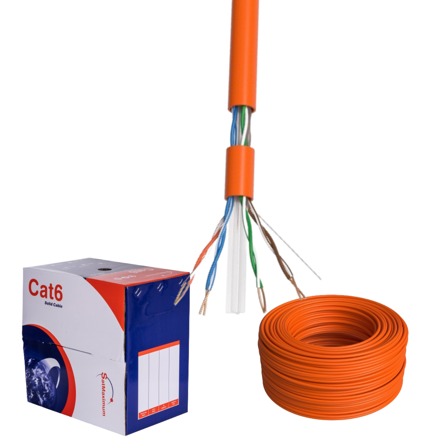 CAT6 1000FT Cable CCA UTP Unshielded Solid 23AWG Ethernet Network RJ45 Orange