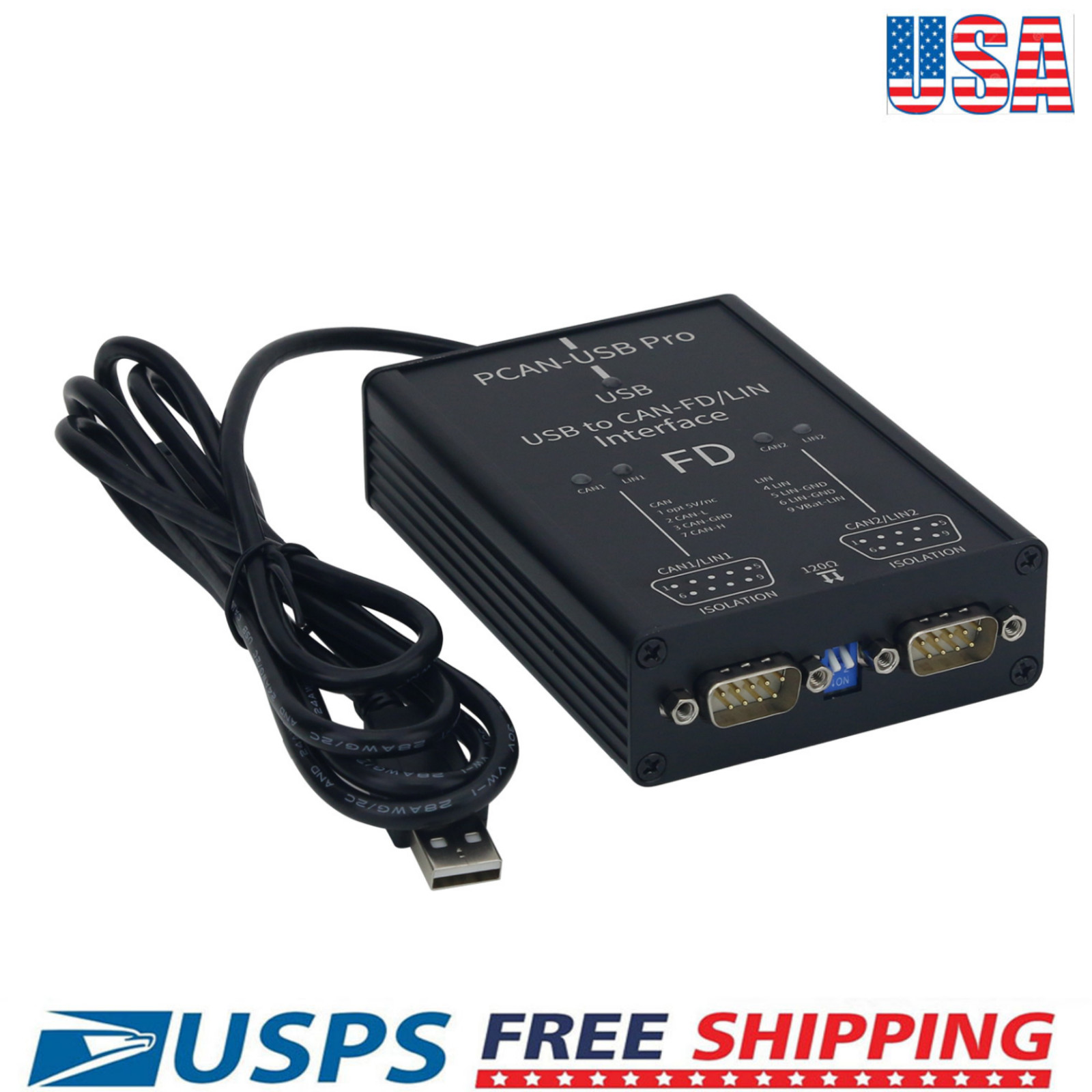 PCAN-USB Pro PCAN FD Pro 2-Channel 12Mbit/s USB to CAN-FD/LIN Adapter USA