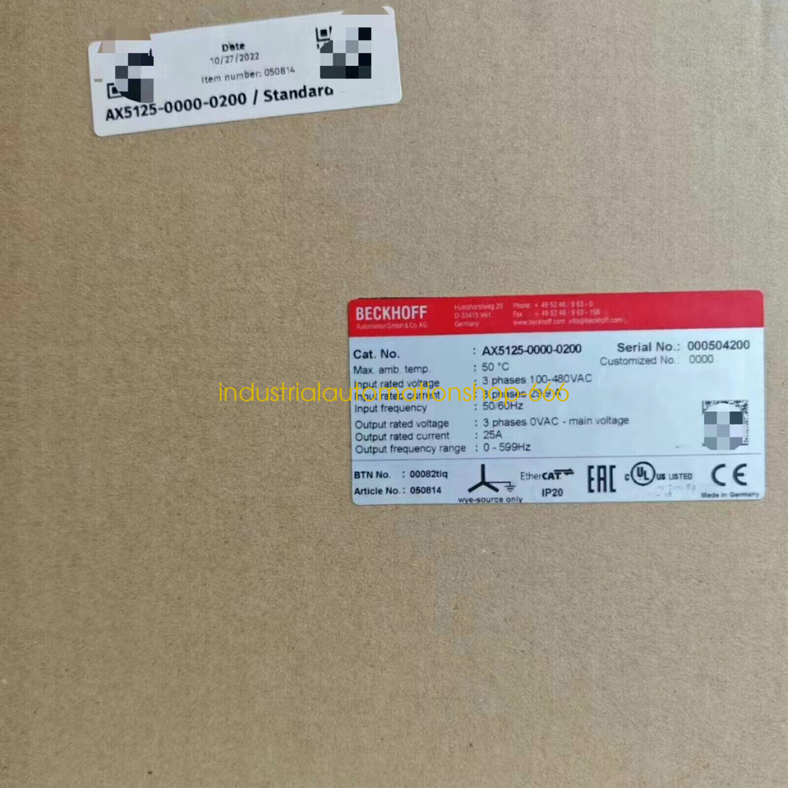 1PCS New BECKHOFF AX5125-0000-0200 Servo Drive Via DHL or FedEX