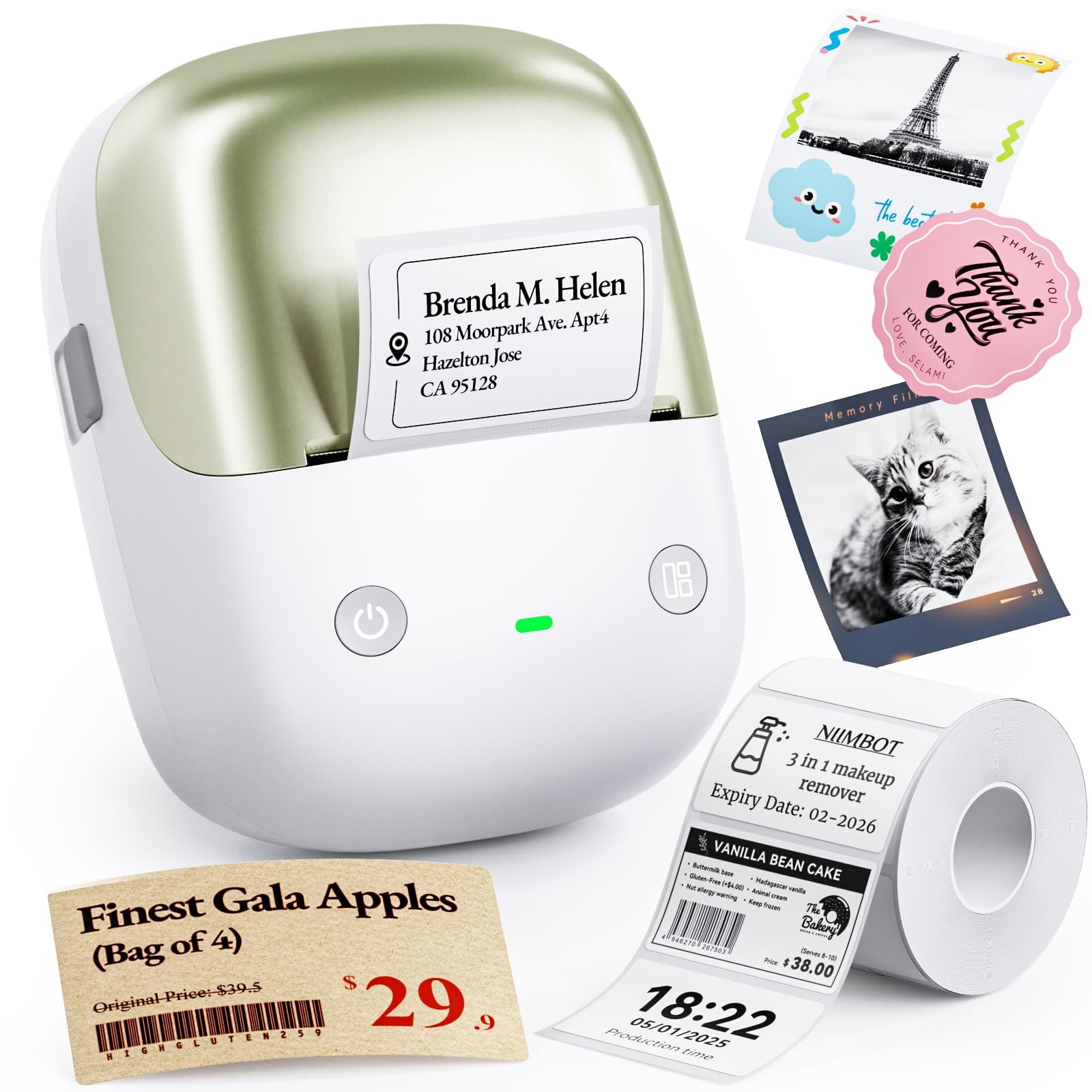 B2 Pro Bluetooth Label Maker, 300DPI HD Thermal Sticker Printer