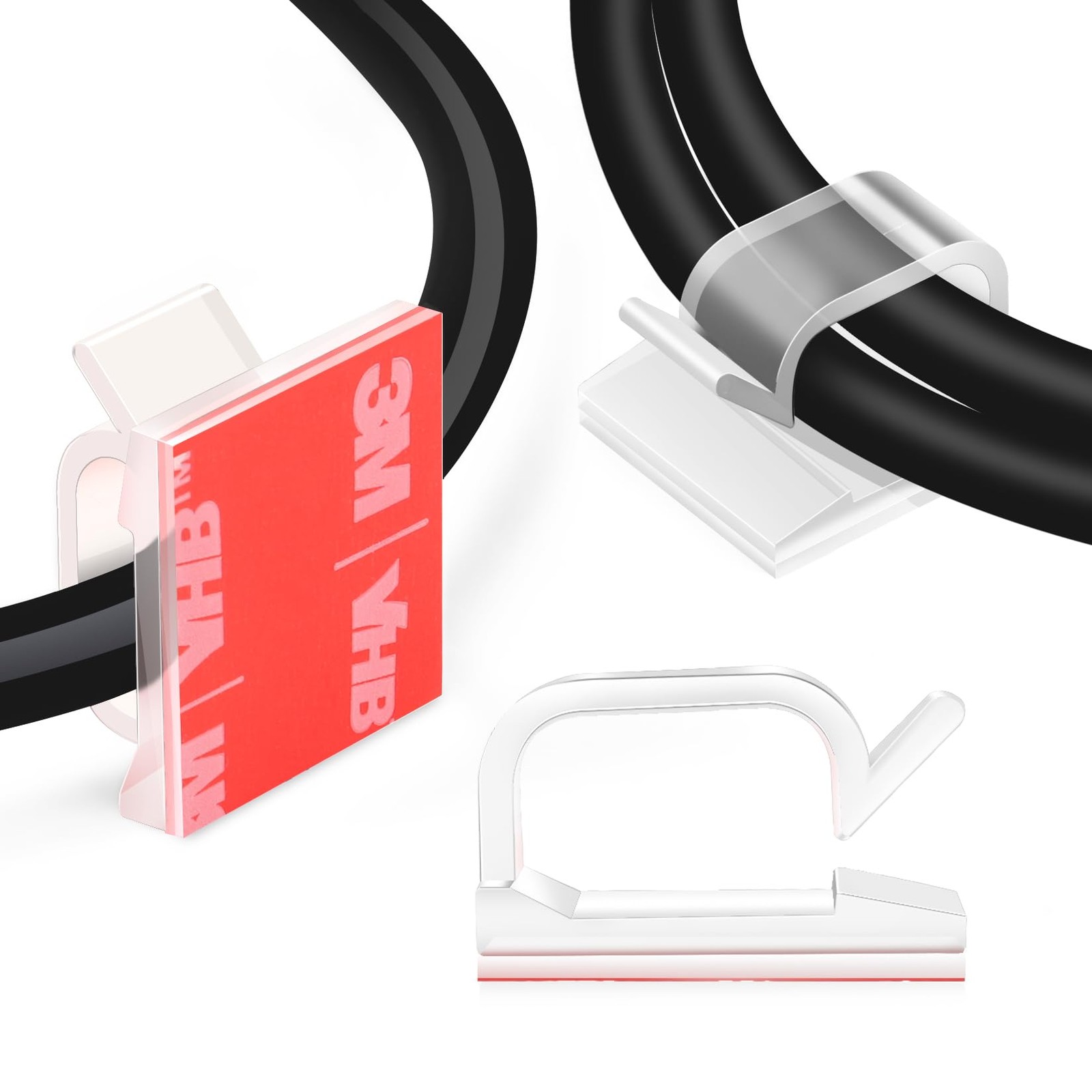 60PCS Clear Adhesive Cable Clips for Efficient Wire Management and Organization