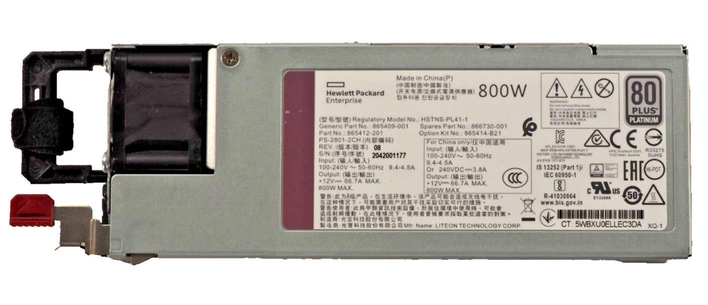 HPE 865412-201 FLEX SLOT 800W Switching Power Supply for GEN10 HSTNS-PL41-1