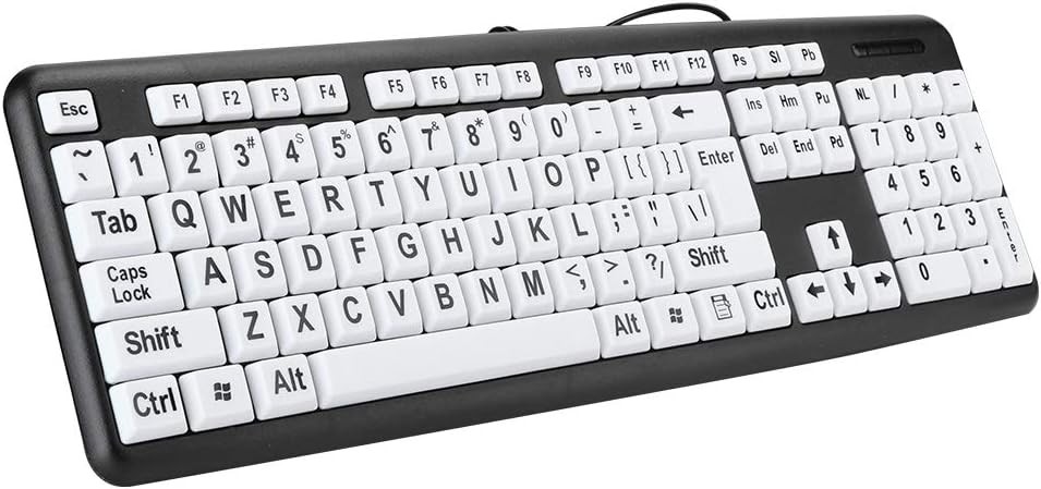 Elderly Keyboard, Large Print Computer Keyboard, 104 Keys QWERTY, High Contra...