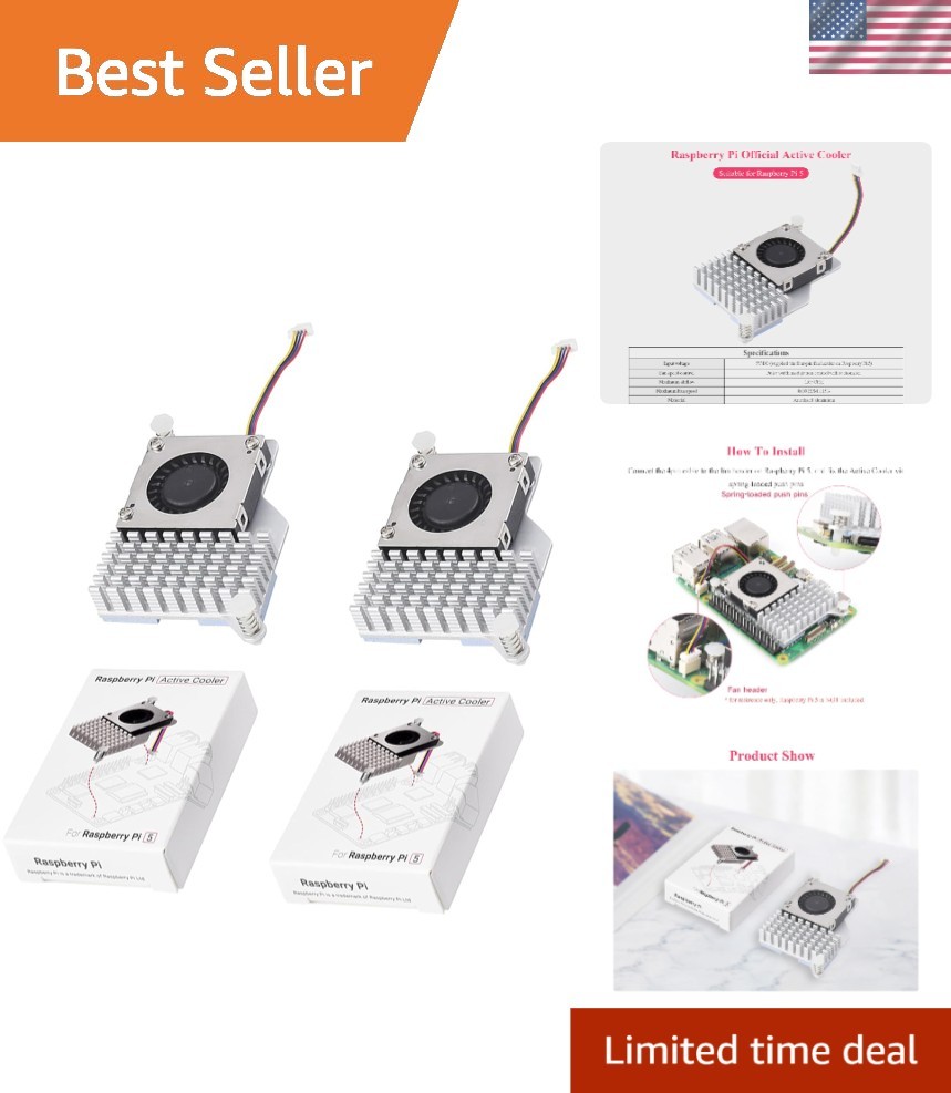 Dual Official Pi 5 Active Coolers - Advanced Cooling Solution for Raspberry Pi 5