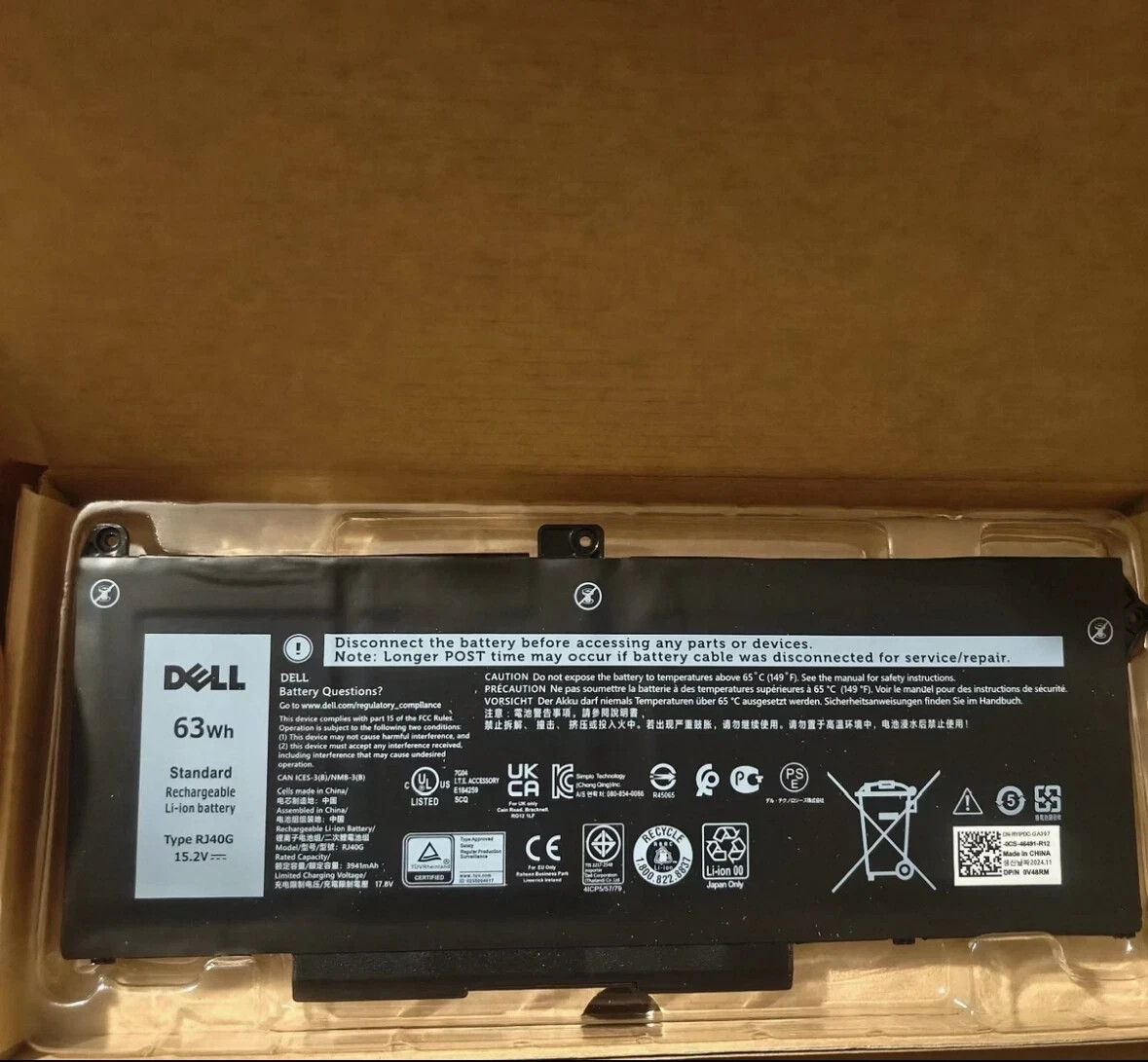 OEM 63Wh RJ40G M033W Battery For Dell Latitude 5420 5520 Precision 3560 15.2V