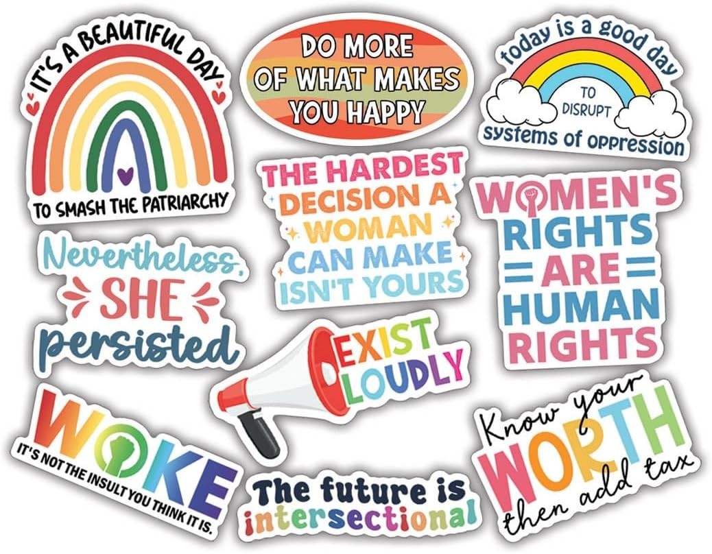10pcs Feminist Stickers Women’s Rights Human's Right Pride Activist Girl Power