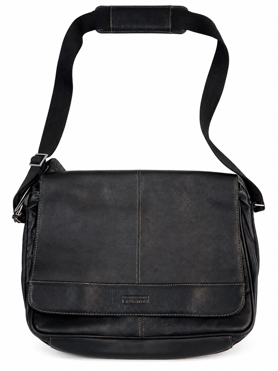 Kenneth Cole Reaction “Risky Business” Colombian Leather Messenger Bag – Black