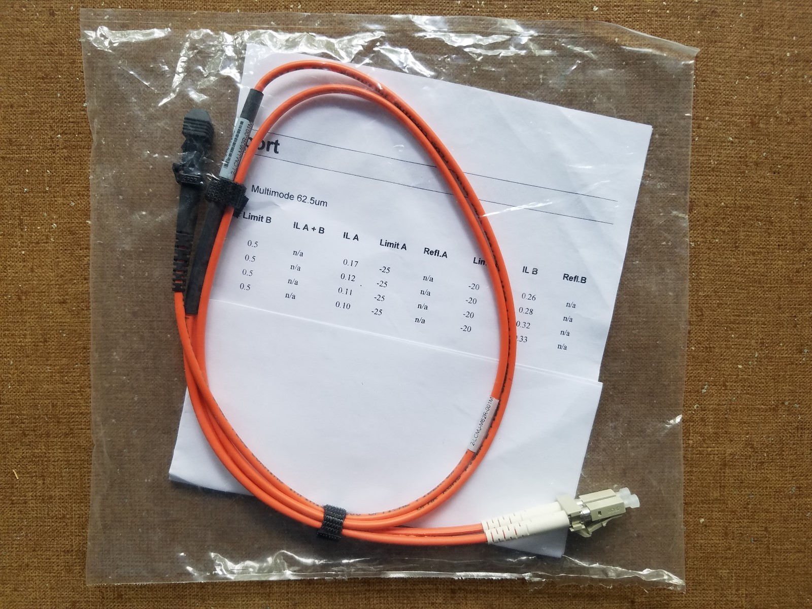 LC to MTRJ Fiber Patch Cable Multimode Duplex 62.5/125 1 Meter