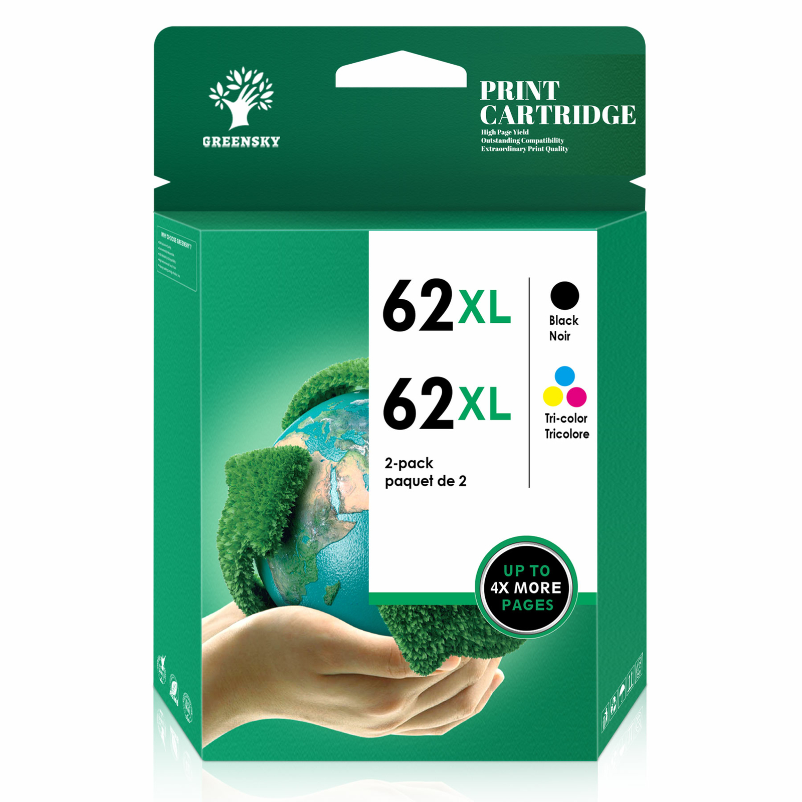 2 Generic Ink for HP 62XL HighYield Black & Color ENVY 7640 7644 7645 5540 5640
