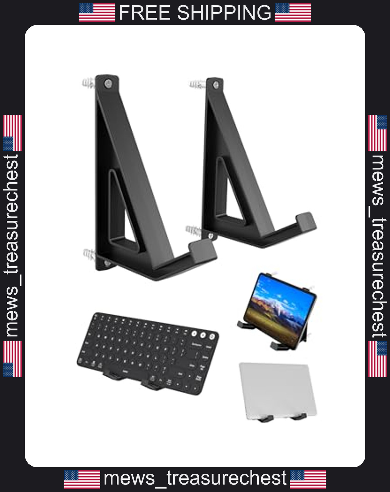 Universal Wall Mount for Keyboard, Laptop, Tablet, Black