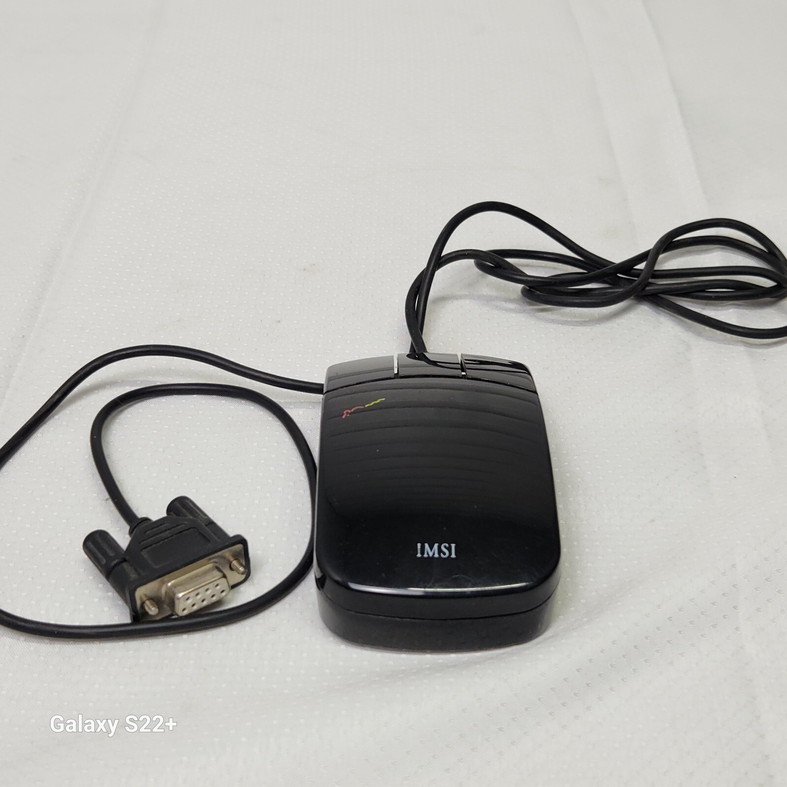 Vintage IMSI IOWCM-290F Black 3-Button Compact Ergonomic Serial Ball Mouse Retro