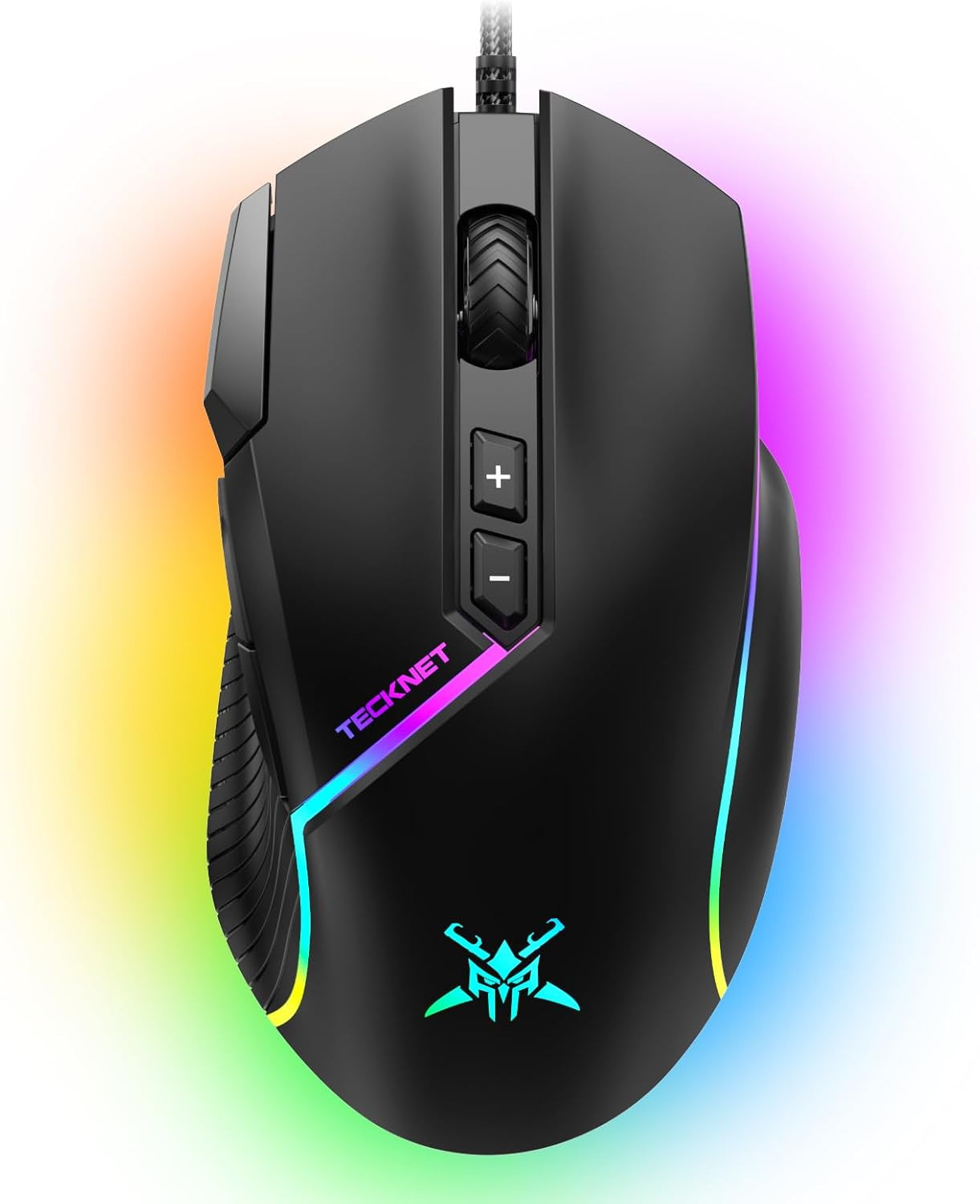 TECKNET Wired Gaming Mouse, 12,800 DPI with Optical Sensor, 8 Programmable Butto
