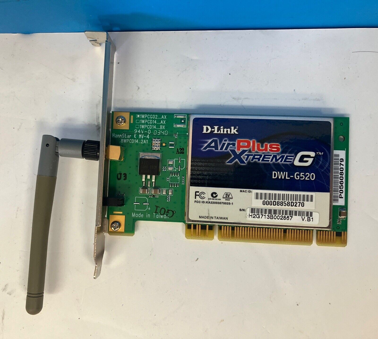 D-Link AirPlus XtremeG DWL-G520 Desktop PCI Wireless Adapter  KA22003070025-1 ~