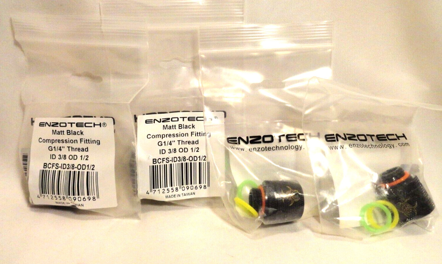 4 Enzotech Compression Fitting G 1/4 Thread for 3/8" ID and 1/2" OD Tubing  Mat