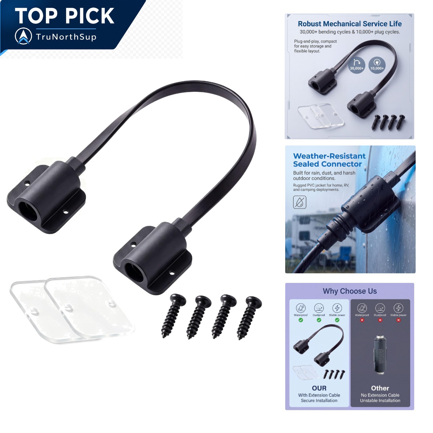 Starlink Mini Flat DC Power Extender Cable Waterproof Female to Female 0.3m