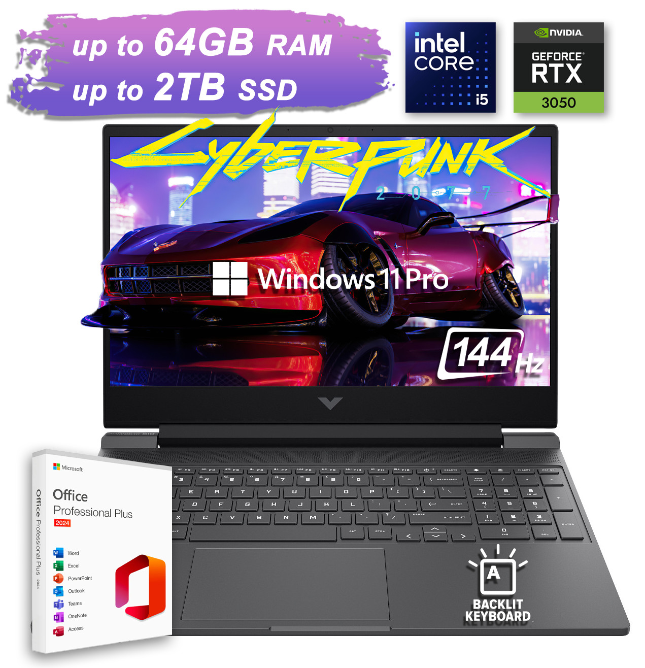 2026 HP Victus Gaming Laptop 15.6" 144Hz Intel i5 RTX 3050 Upto 64GB RAM 2TB SSD