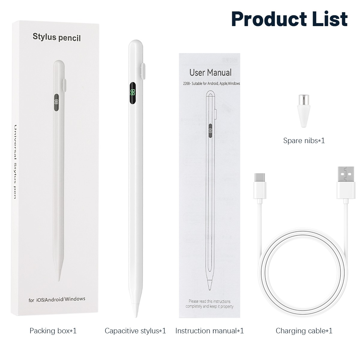Rechargeable Active Stylus Pen Digital Battery Display Magnetic for Phone Tablet