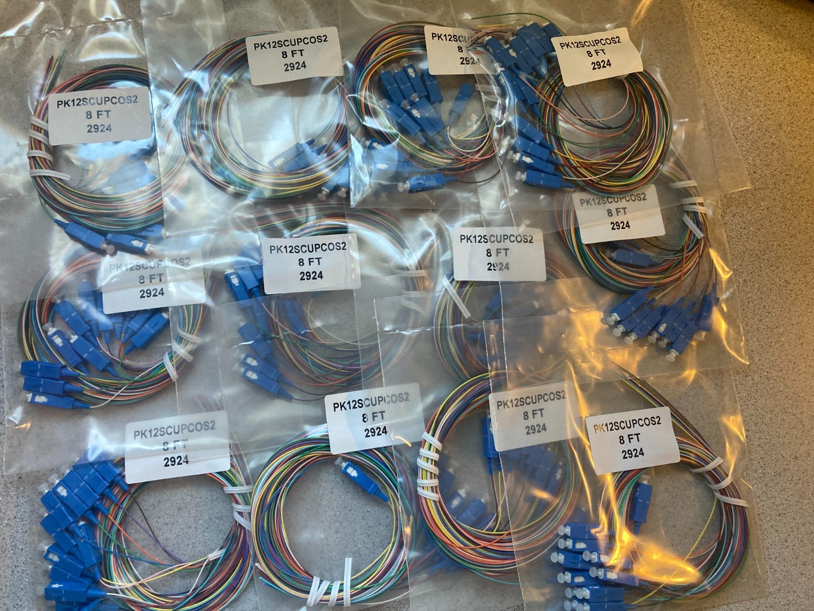 8FT 12 Strand Single-mode SC Fiber Pigtail, Fiber Optic Pigtail -2924 8FT SEALED