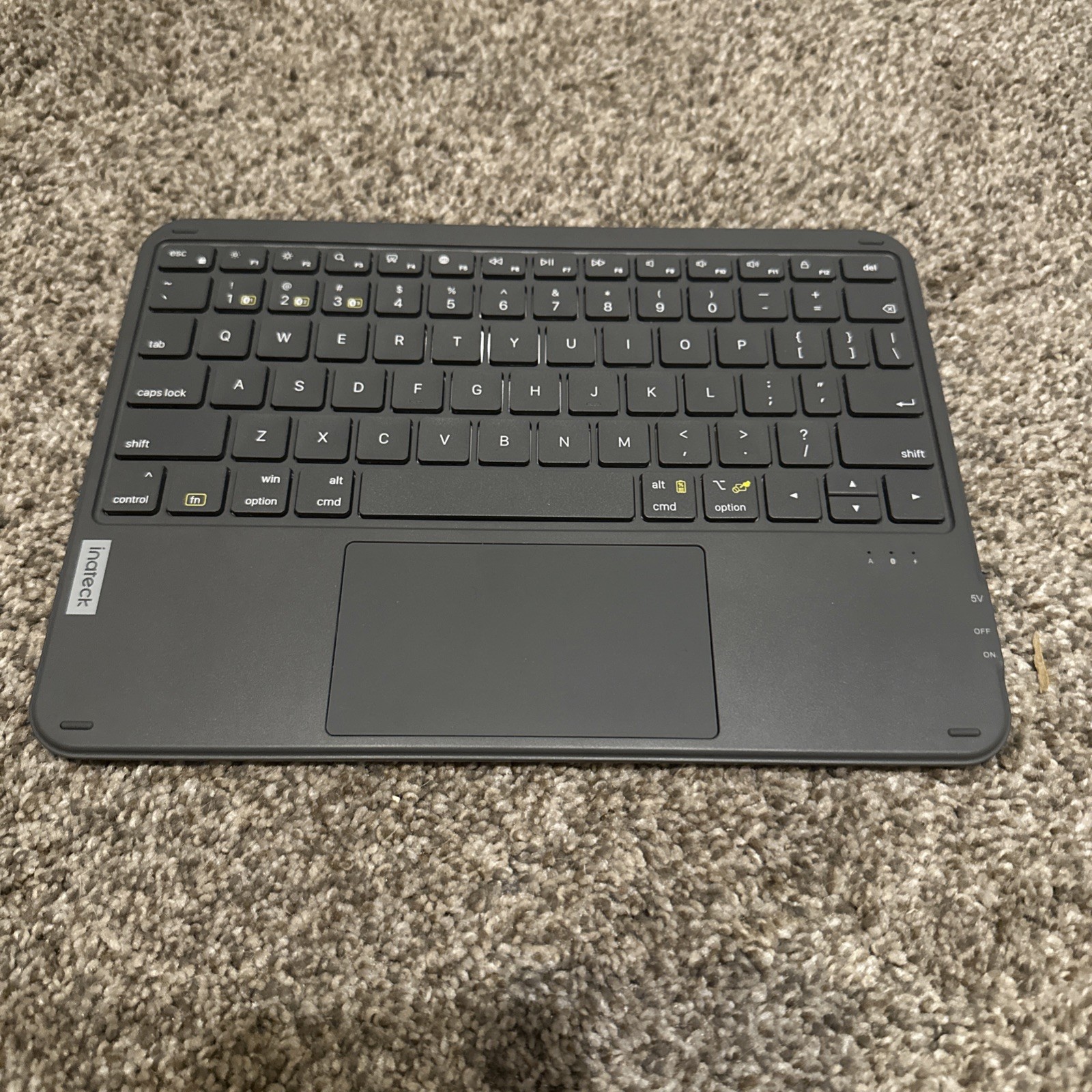 Wireless Keyboard With Touchpad Gray 10” Bluetooth 