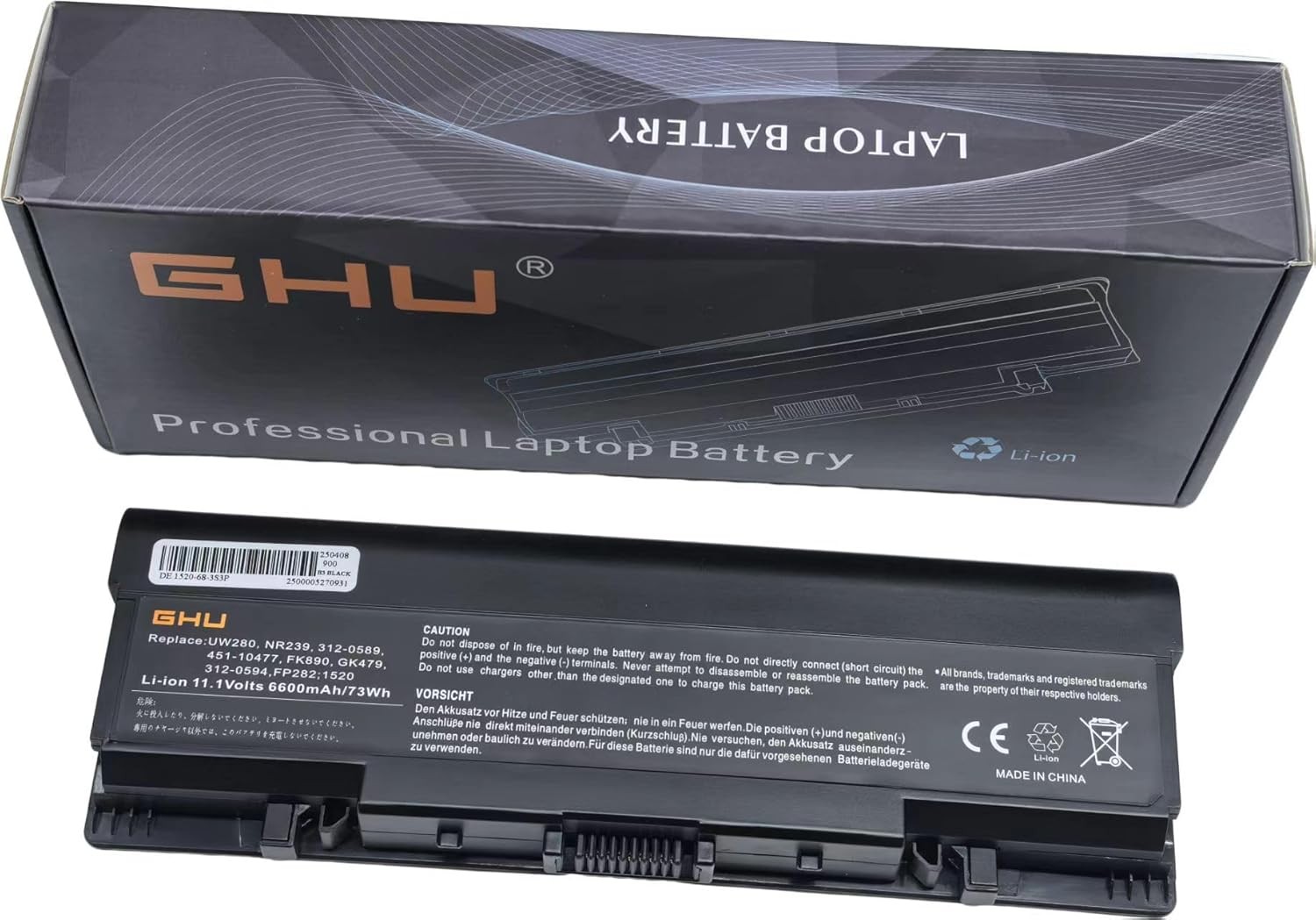 New 9 Cell Battery 73 WH Replacement for FK890 GK476 GK479 Compatible for Dell