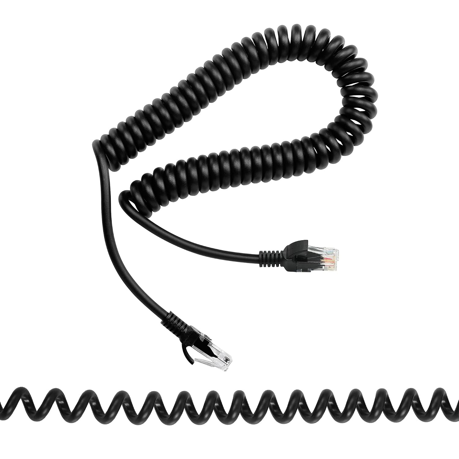 Cat5E Ethernet Coiled Cable - Retractable RJ45 Network LAN Cable for Laptops, De