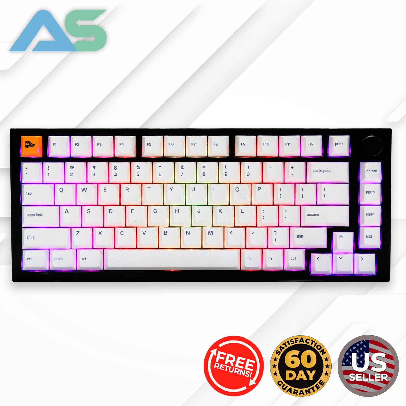 Glorious GMMK Pro Prebuilt 75% RGB Wired Mechanical Keyboard - White Dye Keycaps