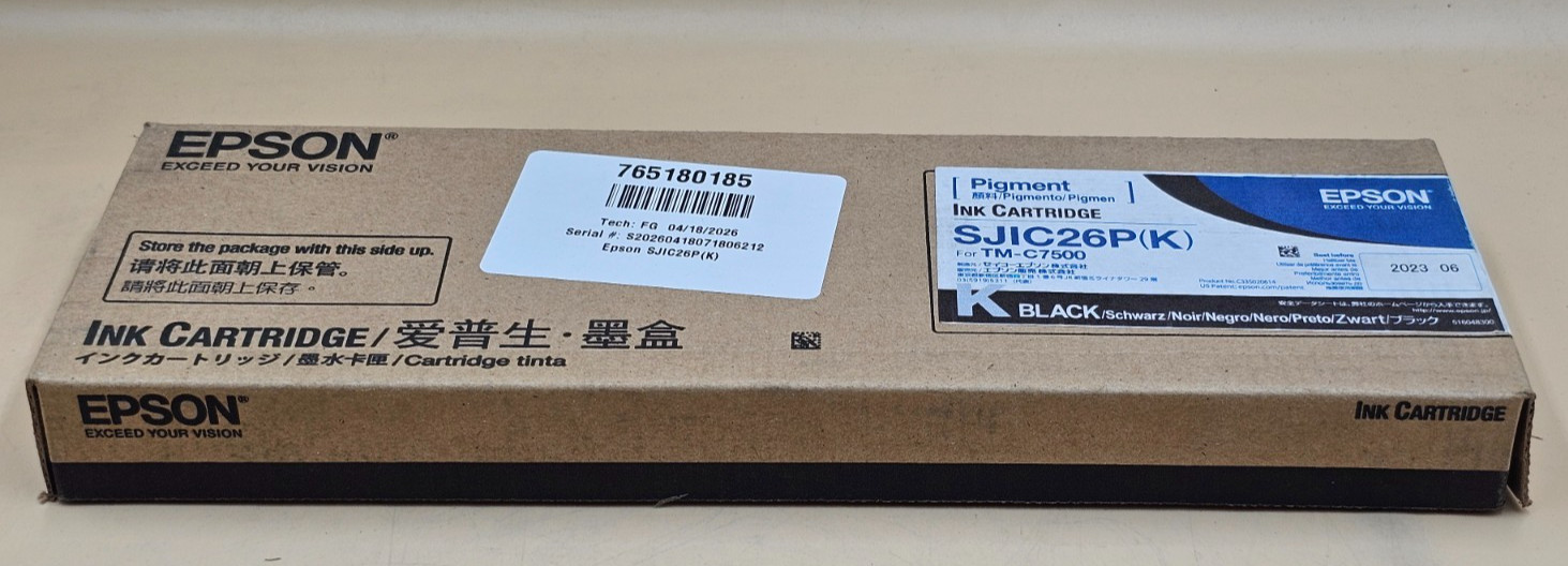 GENUINE Epson ColorWorks C7500 Black Ink Cartridge SJIC26P(K)