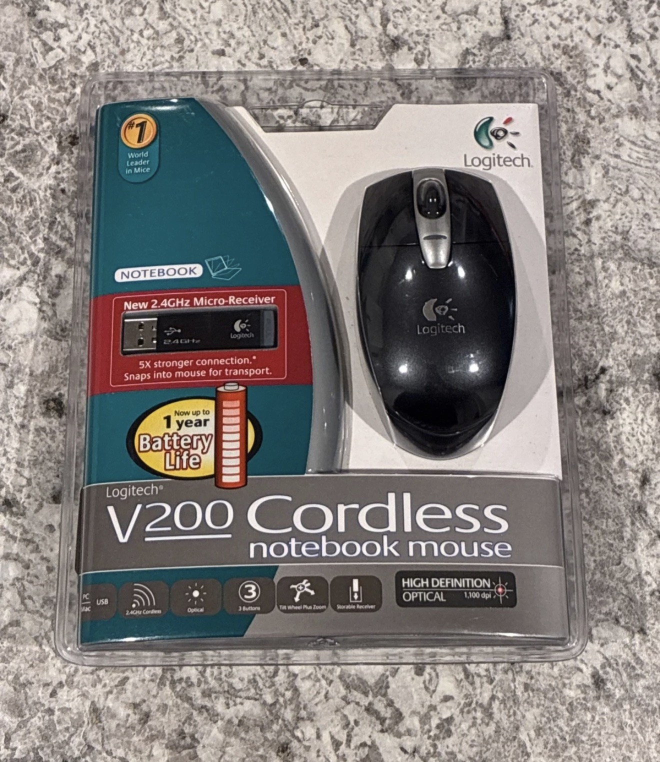 Brand New In Package Logitech Cordless Optical Notebook Mouse SEALED Silver